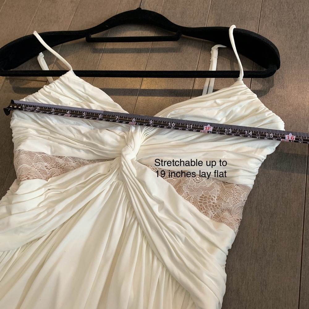 Max and Cleo Sophia White Ruched High-Low Maxi Dress Size 10 - Picture 8 of 12